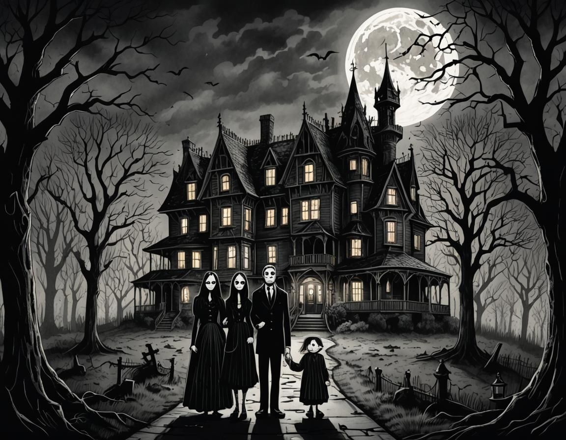 The Addams Family at Haunted Mansion: Gorey-Inspired