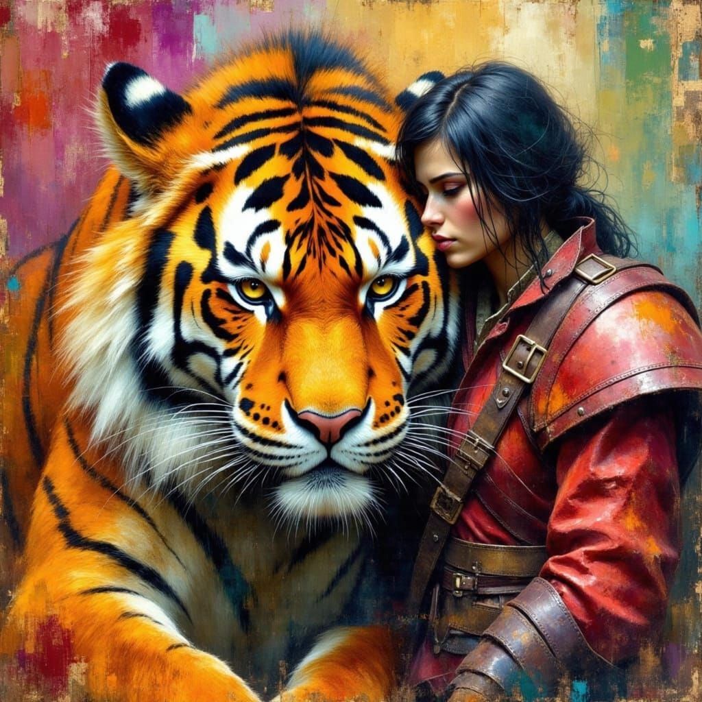 Tiger and Ranger: A Close-Up Portrait in Oil Paint