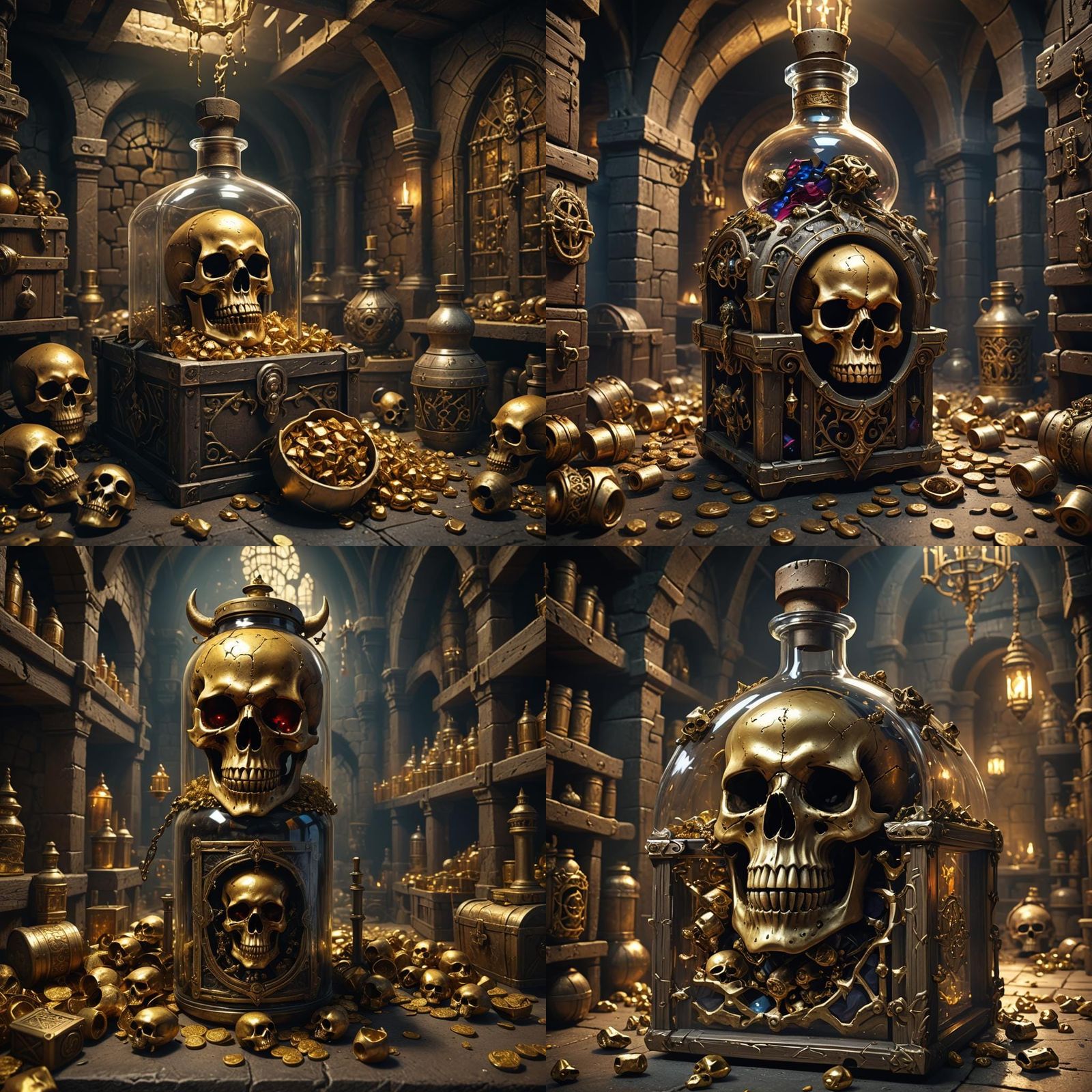 Demon Skull Trapped in Bottle: Matte Painting