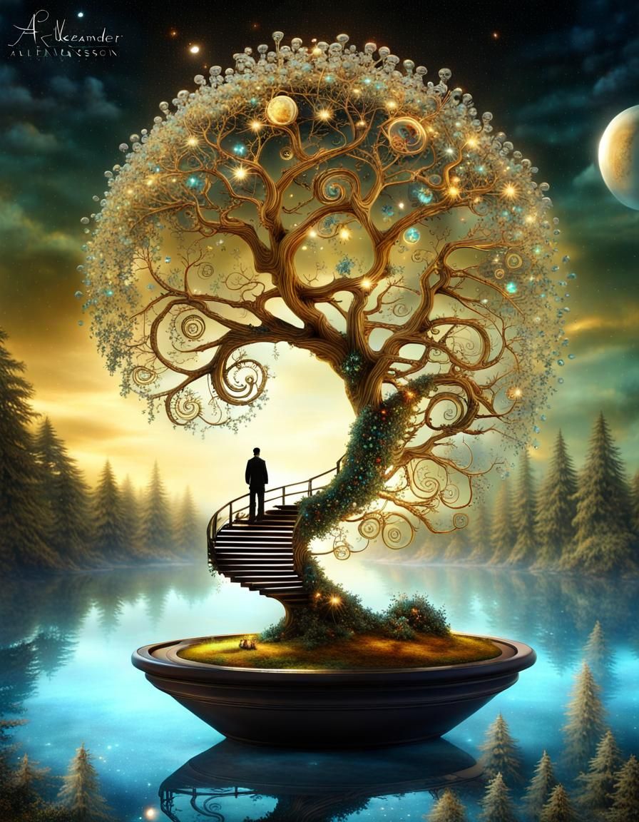 Crystal Tree Portal to Starry Galaxy