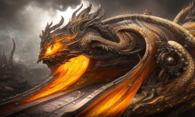 Intricately Detailed Draconic Train Splash Art