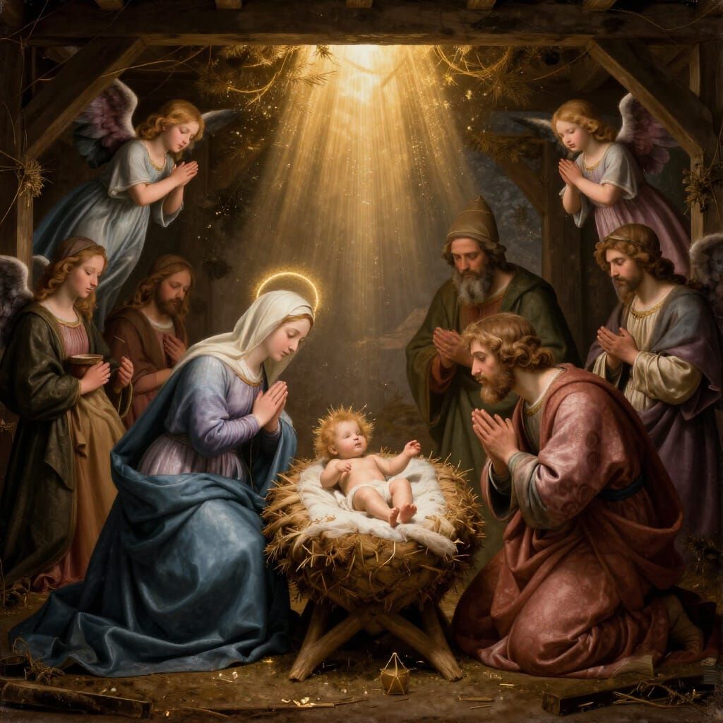 Divine Nativity Scene in Renaissance Style