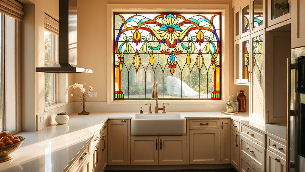 Stained Glass Window Masterpiece in Sunny Kitchen