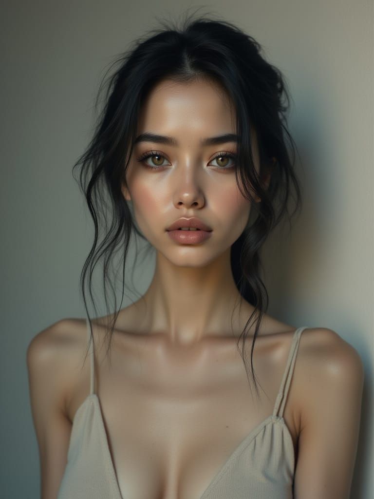 Highly Detailed Portrait of a Young Woman in Soft Studio Lig...