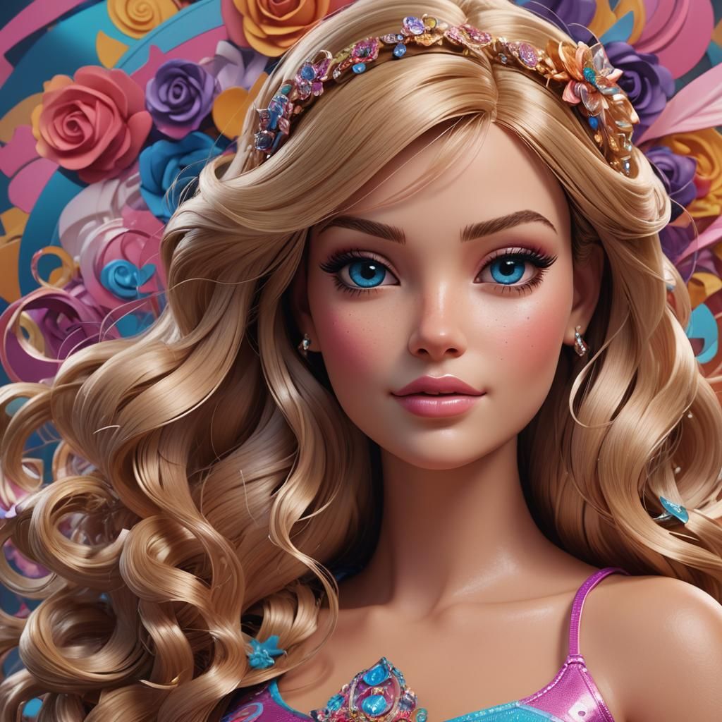 Curvy Barbie Portrait in Digital Art Style