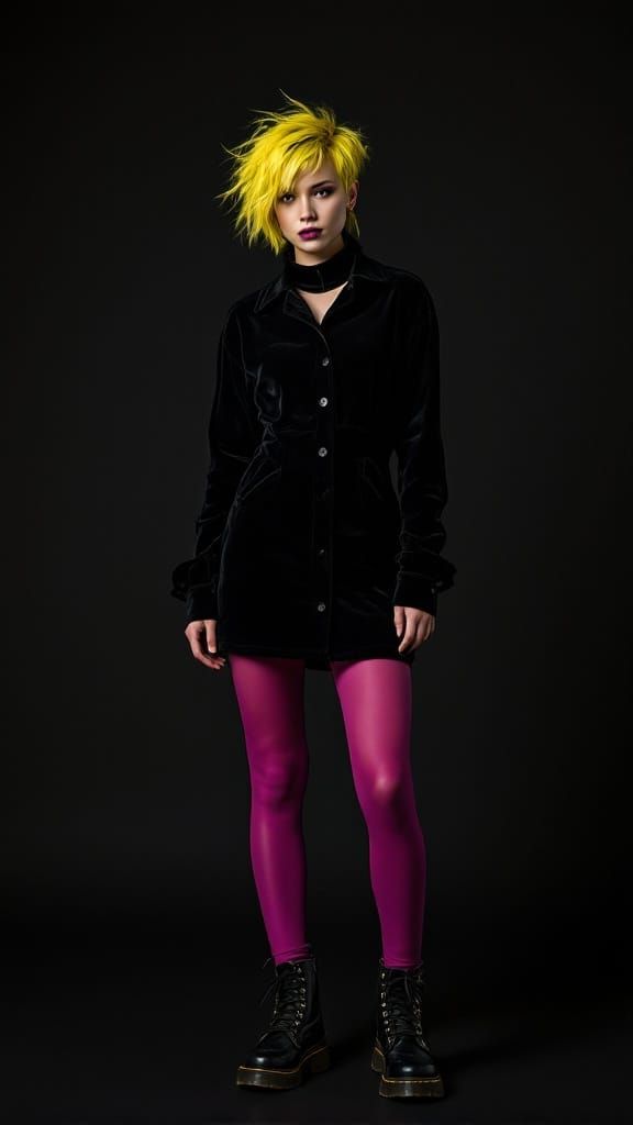 Bold Fashion Portrait of Woman with Yellow Hair