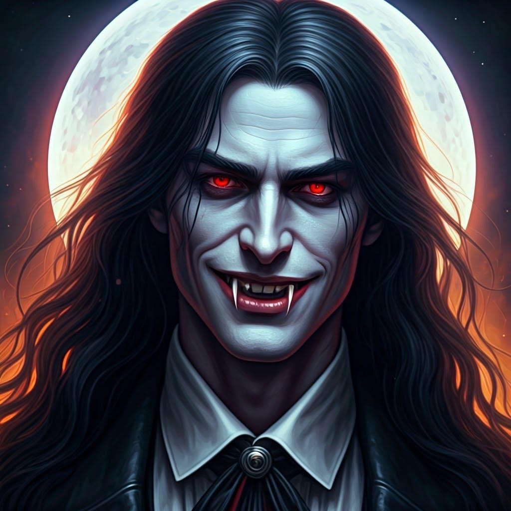 Ethereal Vampire in Full Moon Glow