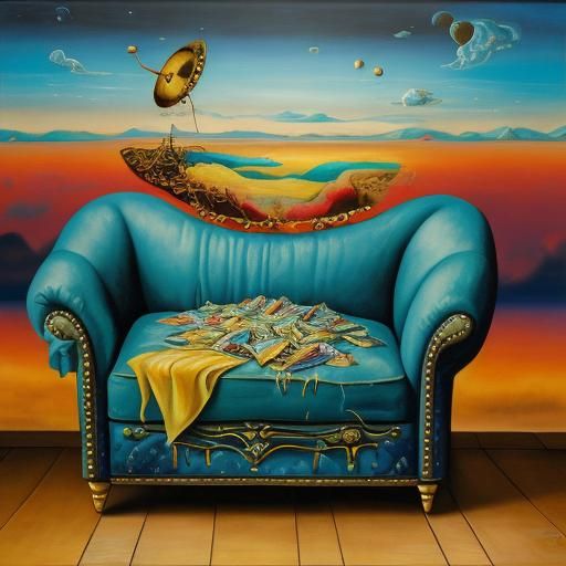 Surreal Rumpled Couch in Dali Style