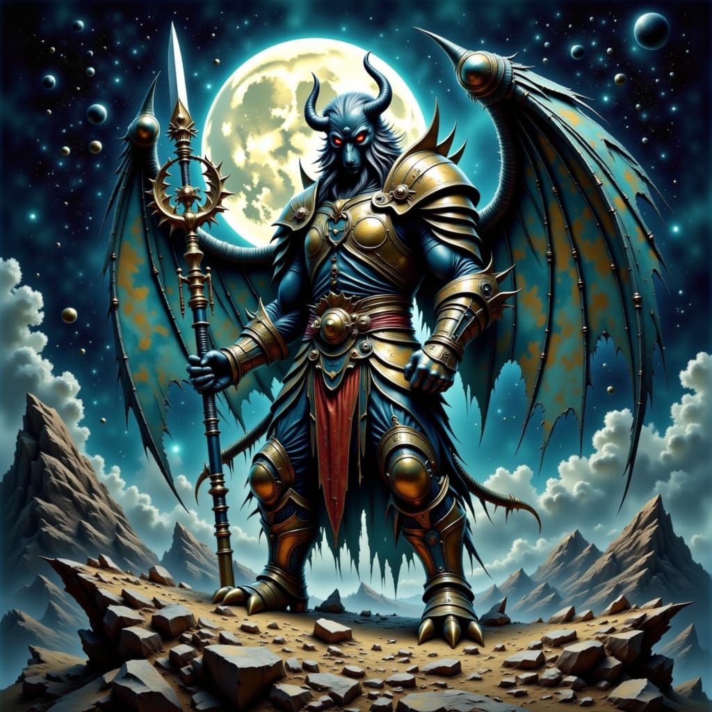 Massive Warrior Moon in the Sky