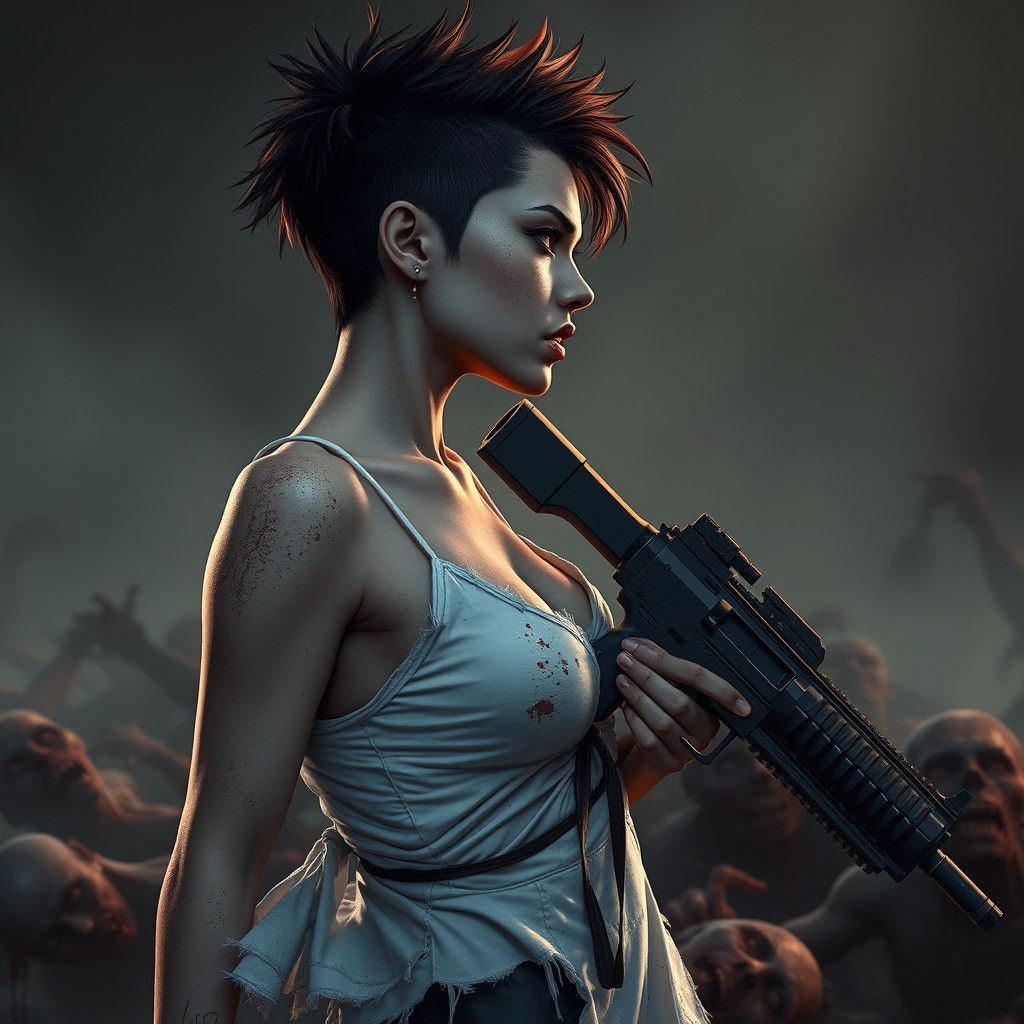 Zombie Apocalypse Woman: Gothic Anime Portrait