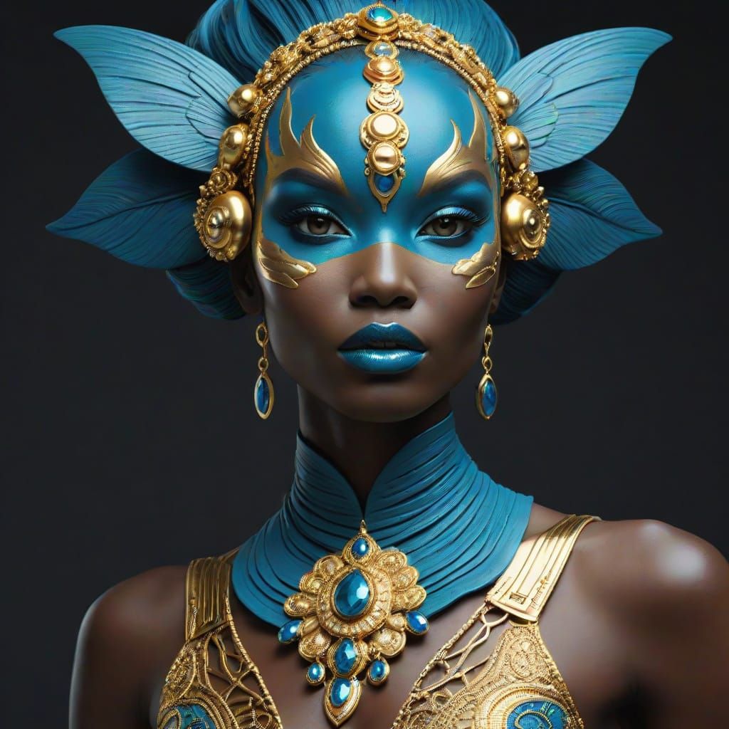 Modern Creature in Dark Cerulean and Gold