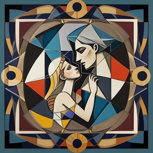 Aphrodite's Kiss: An Abstract Cubist Vision