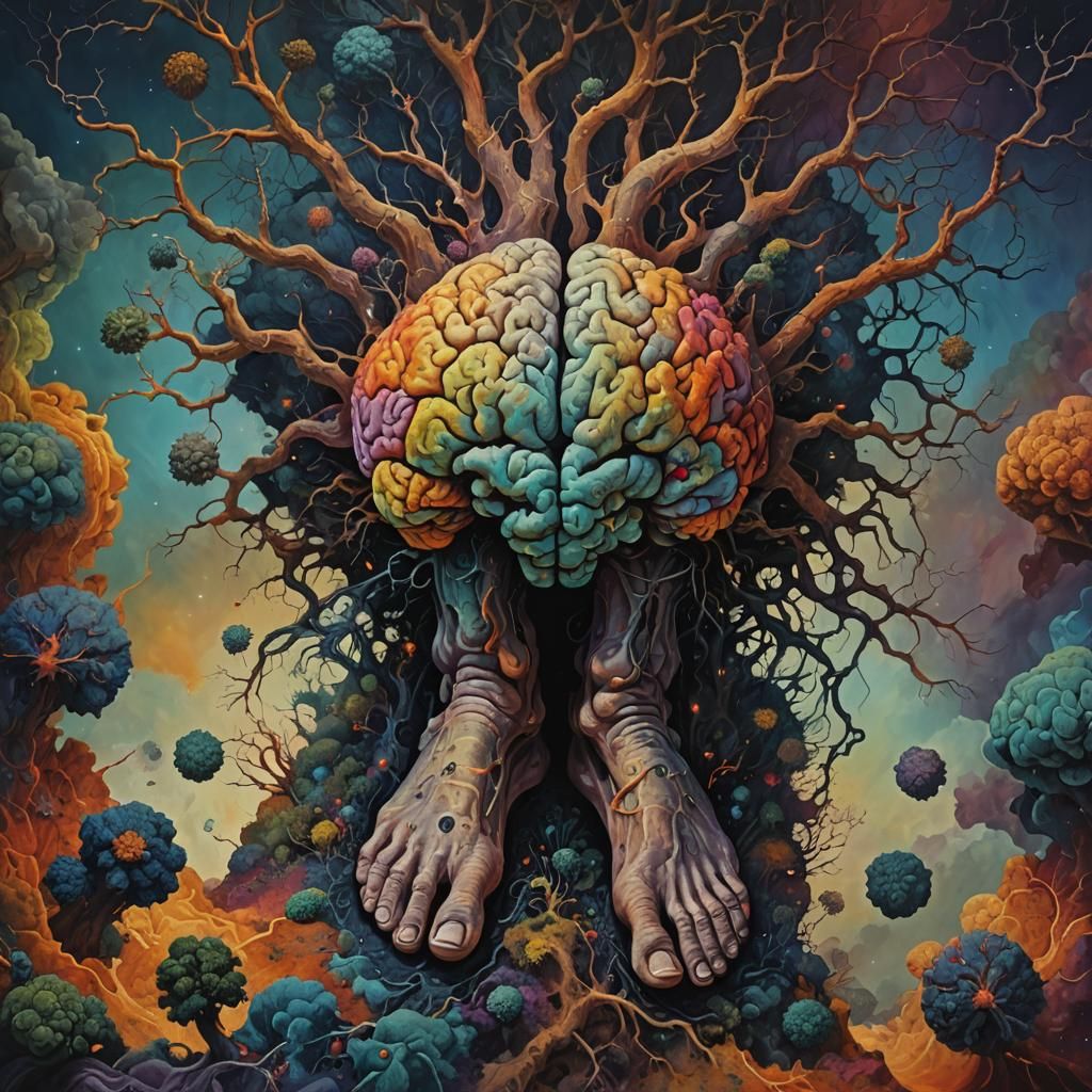 Brain Connection: Deep Color Oil Painting