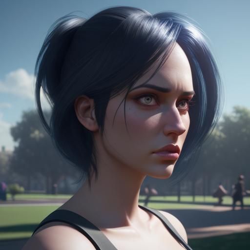 Sad Girl Double Exposure: Pixar-Style 3D Art