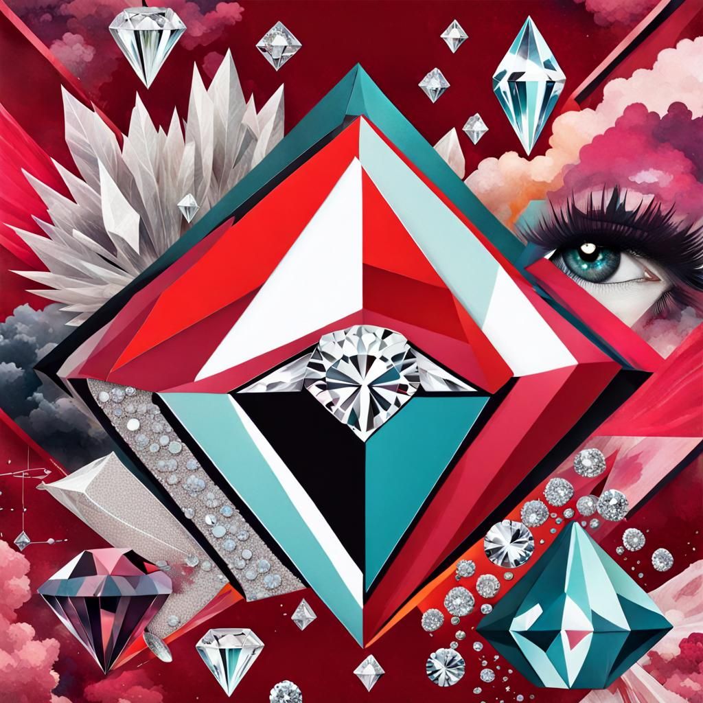 Vibrant Pop Art Music Collage with Diamond Accents