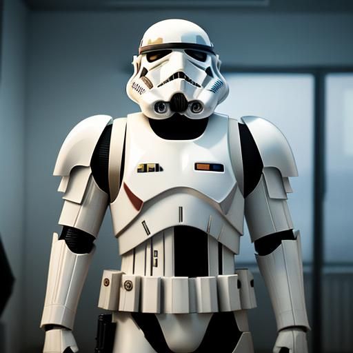 Stormtrooper's Dramatic Encounter: A Cinematic Still