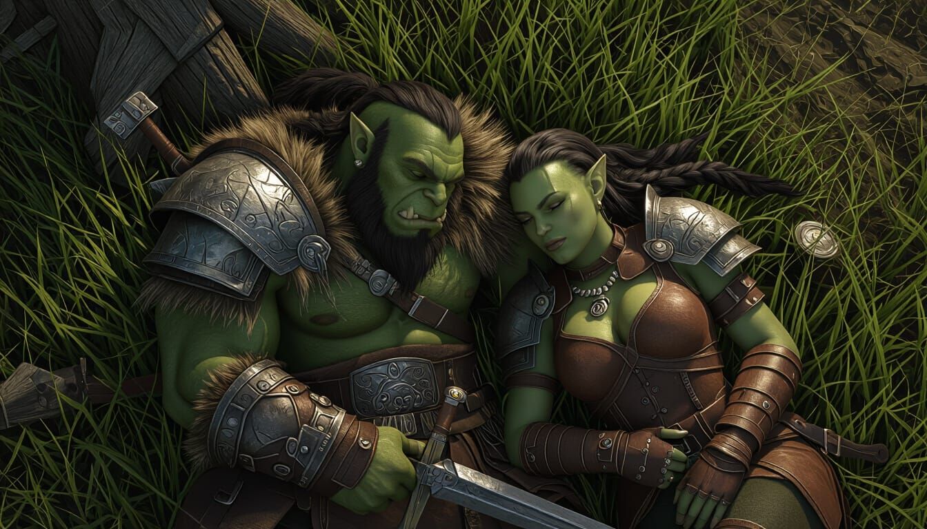 Orc Warriors Resting in Dark Fantasy World
