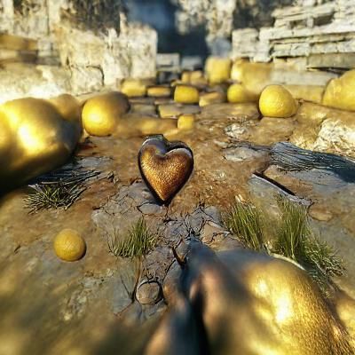 Stylized Golden Heart with Intricate Design