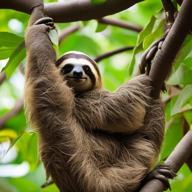 a sloth in the jungle looking for food 

Professional photography, bokeh, natural lighting, canon lens, shot on dslr 64 ...