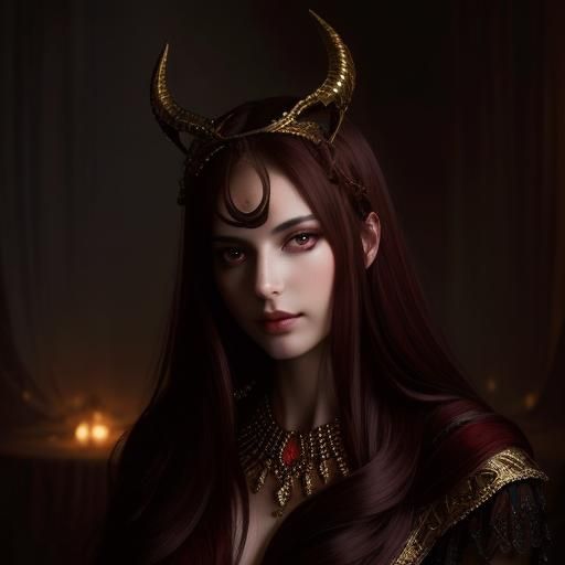 Photorealistic Portrait of Nyarlathotep Female in Lavish Set...