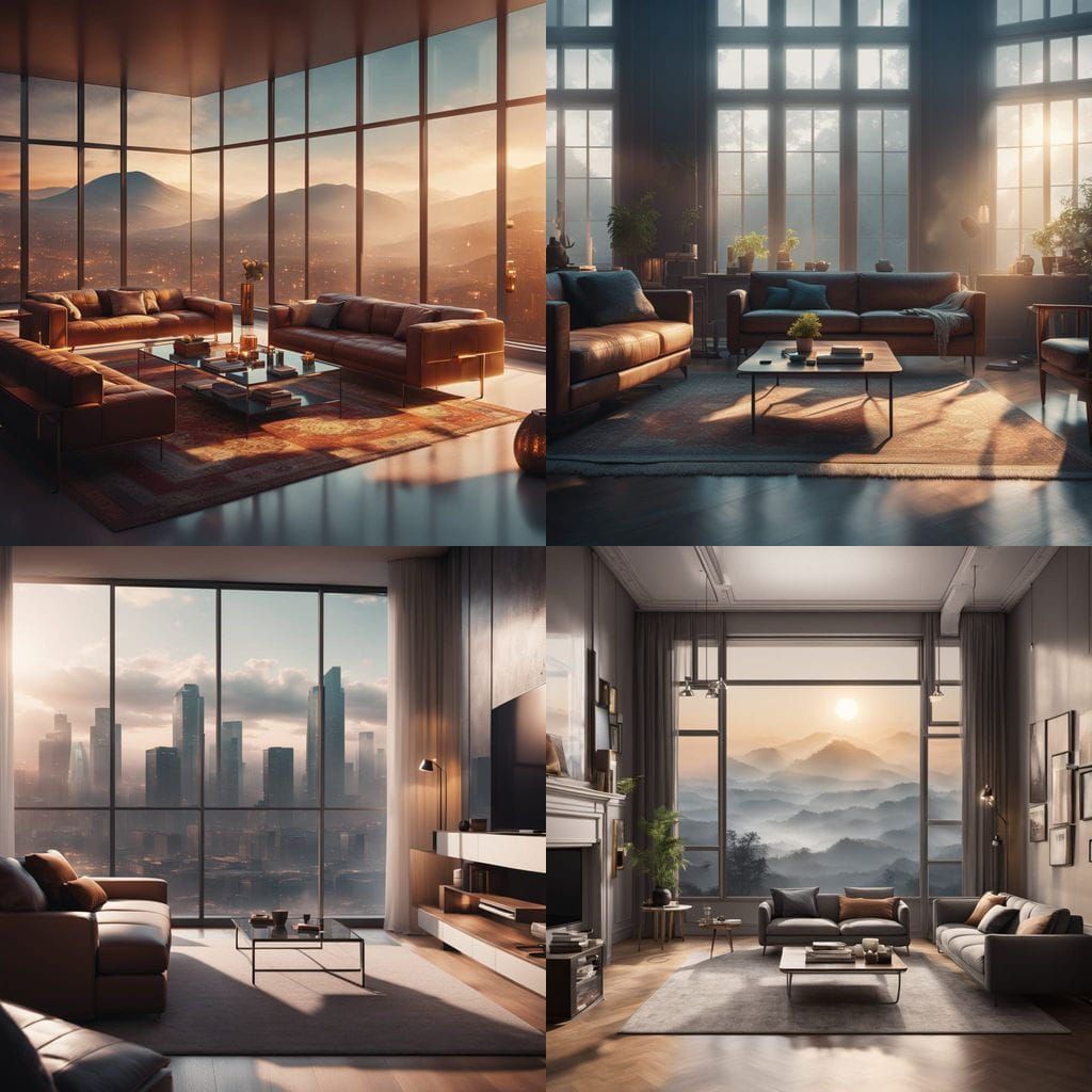 Stunning Modern Living Room with Dramatic Windows and Minima...