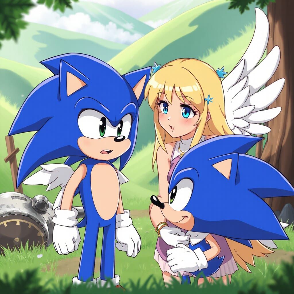 Anime Angel Meets Sonic in Green Hill Zone