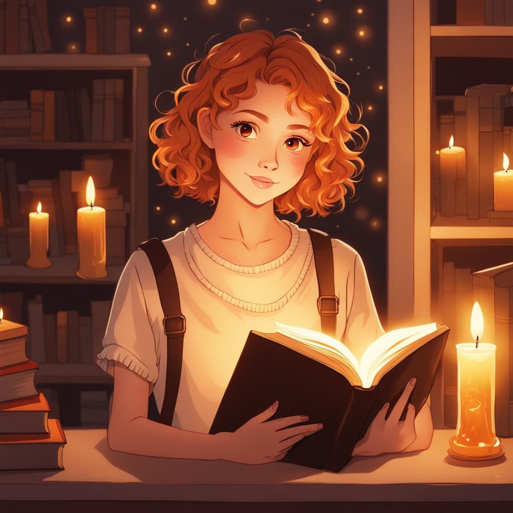 Girl Reading by Candlelight