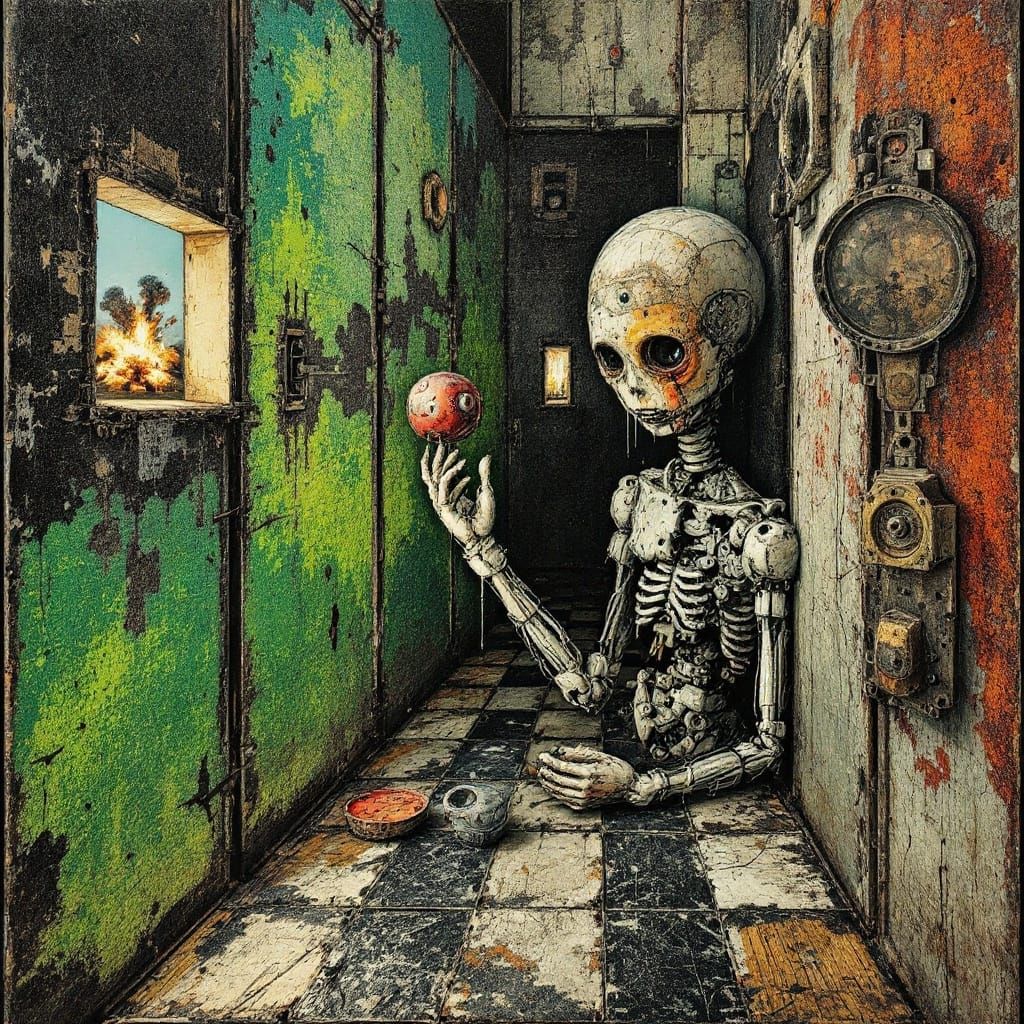 Surreal Industrial Noise Band Album Cover in Stained, Textur...