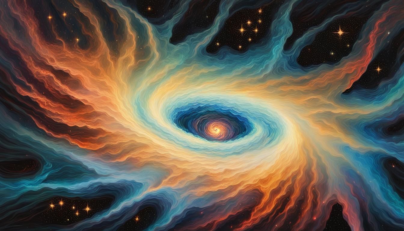 Iridescent Plasma Maelstrom with Newborn Stars: Impasto Oil