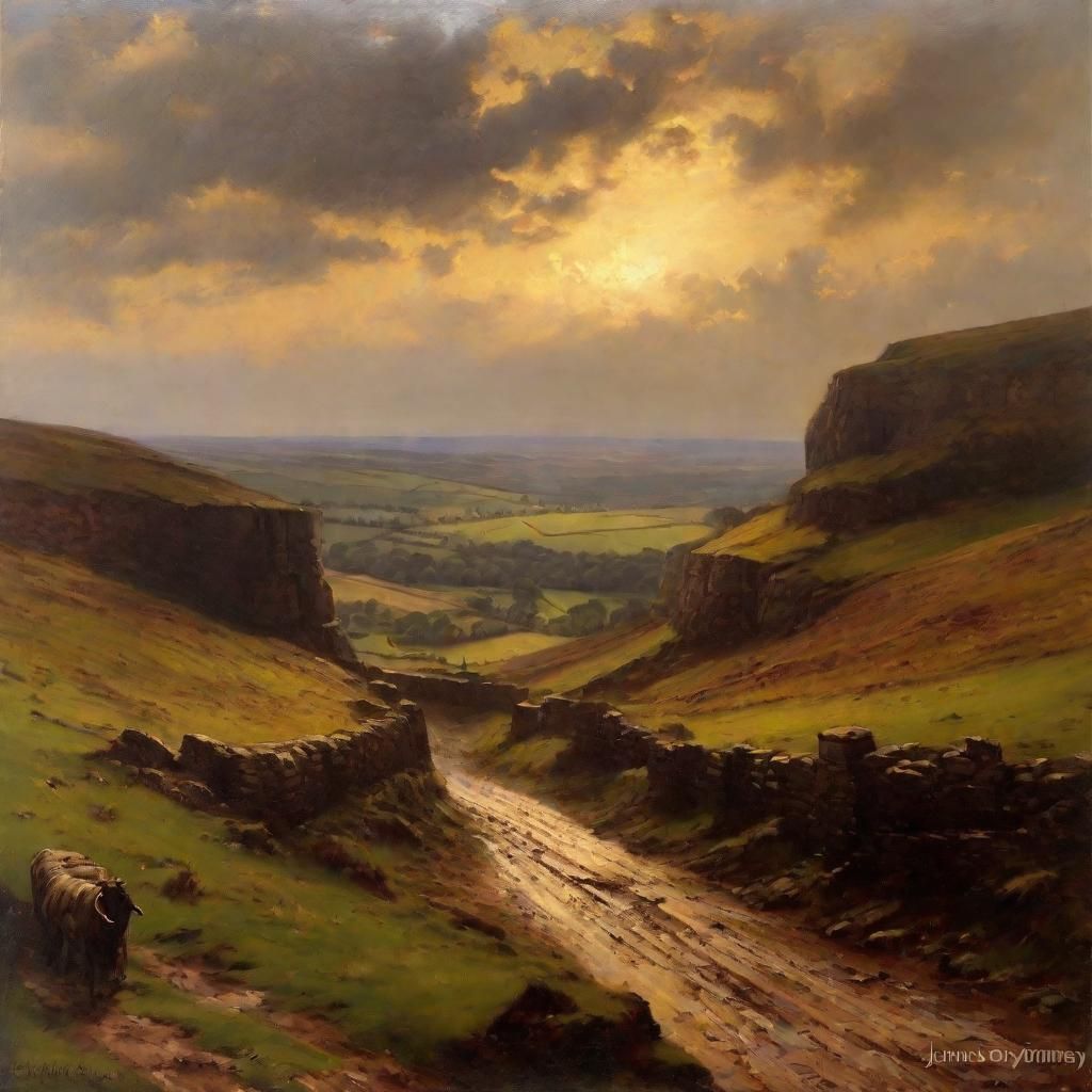 North Yorkshire Moors Landscape in Oil Painting Style