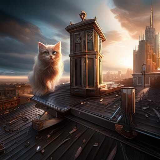 Punk Cat on a Hot Tin Roof: Digital Art
