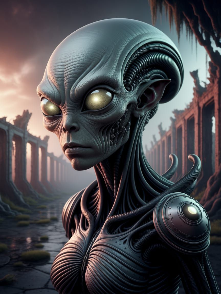 Captivating Alien Portrait with Luminous Eyes