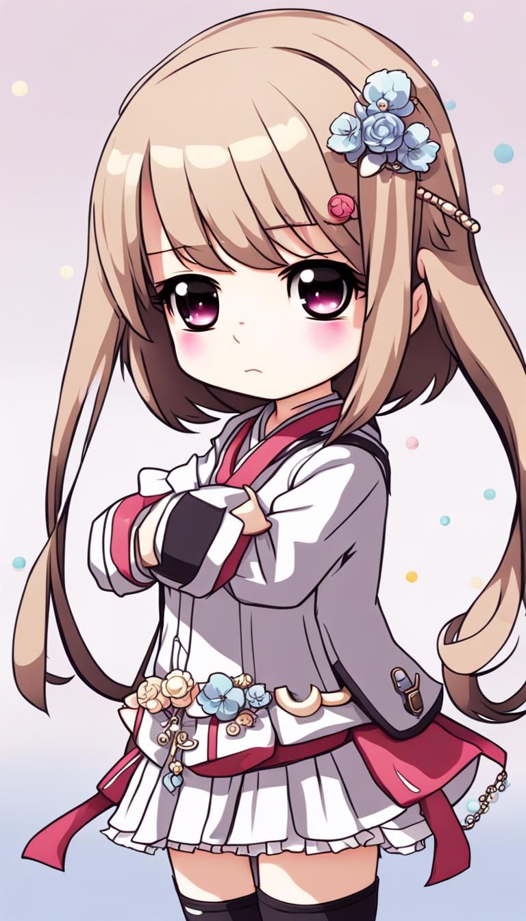 Cute Chibi Girl in Anime Style