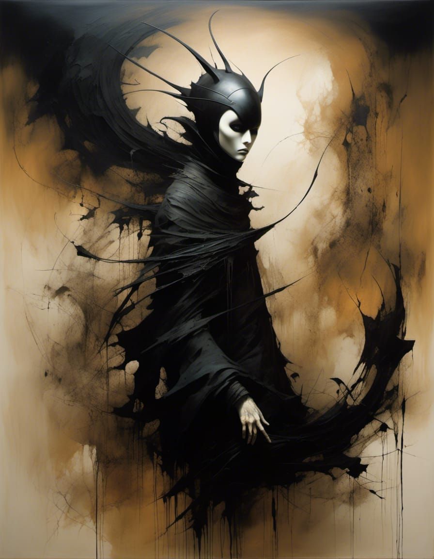 Abstract Expressionism Portrait with Tilted Horizon