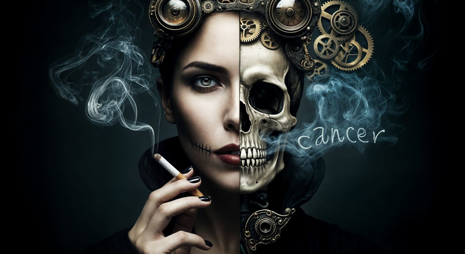 Haunted Portrait of a Cigarette Smoking Woman