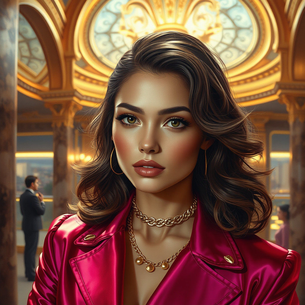 Confident Woman in 80s Style Portrait