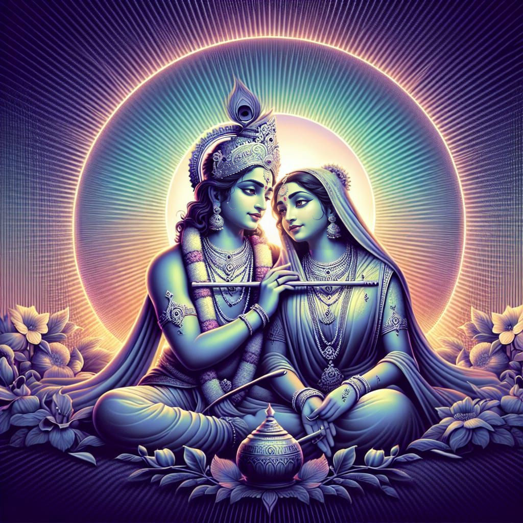 Radha Krishna in Love, Digital Art with Cinematic Flair