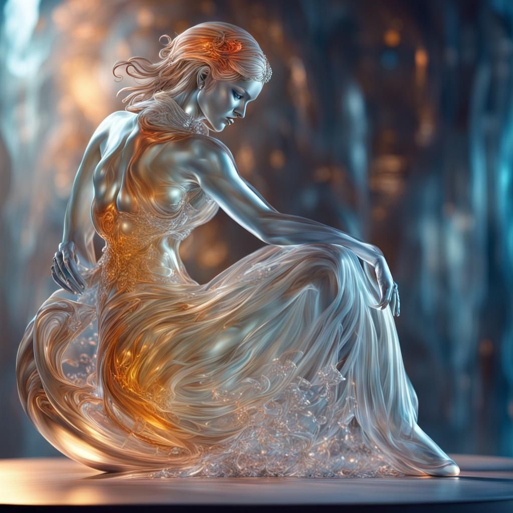 Glass Sculpture of a Woman: Translucent Masterpiece