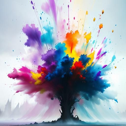 Nature's Fury in Vibrant Cinematic Ink and Watercolor