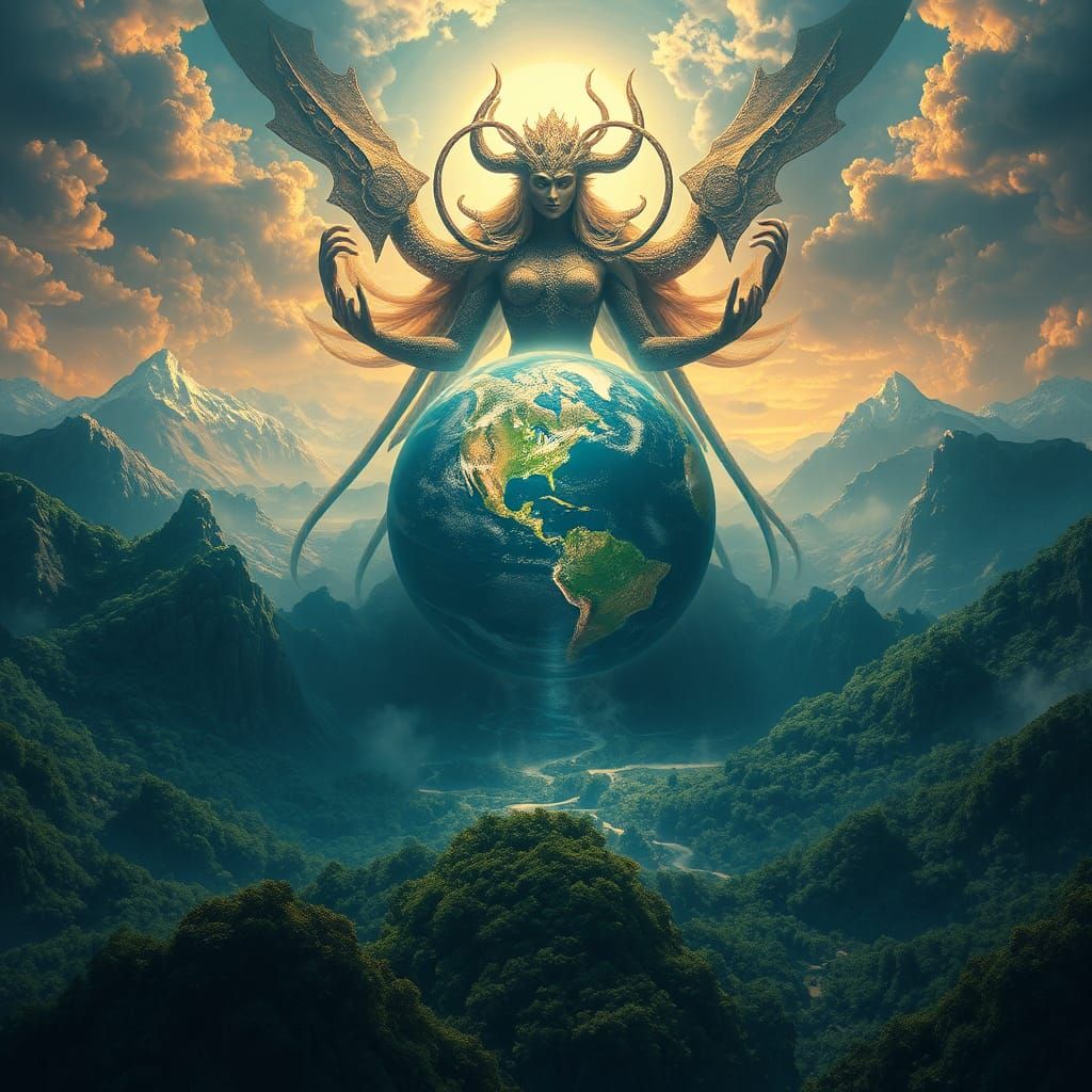 Tiamat as Mother Earth in Digital Matte Painting