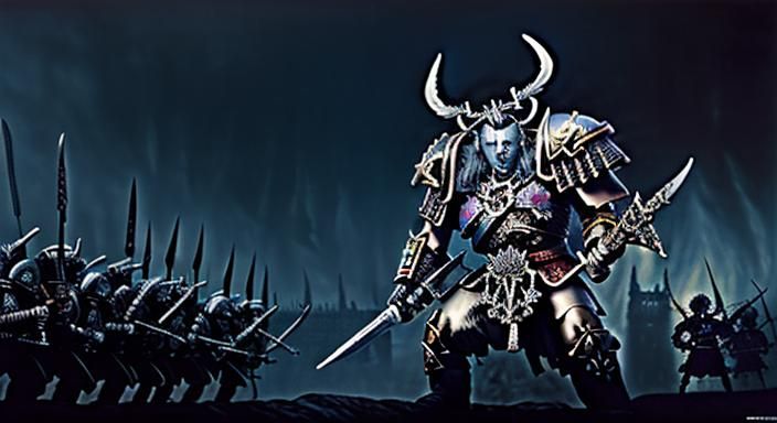 Epic Fantasy Combat in Warhammer Style with Aztec Motifs