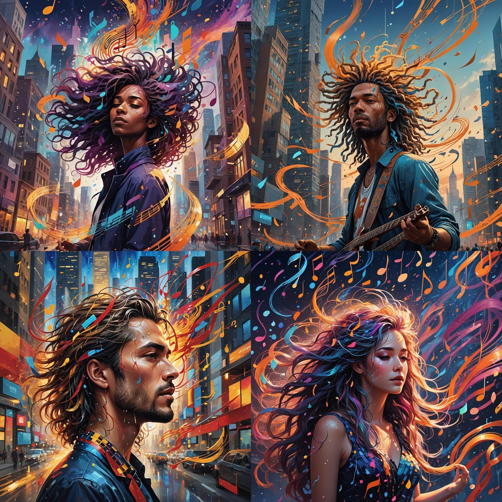 Musical Cityscape: A Symphony of Notes in Fantasy Art