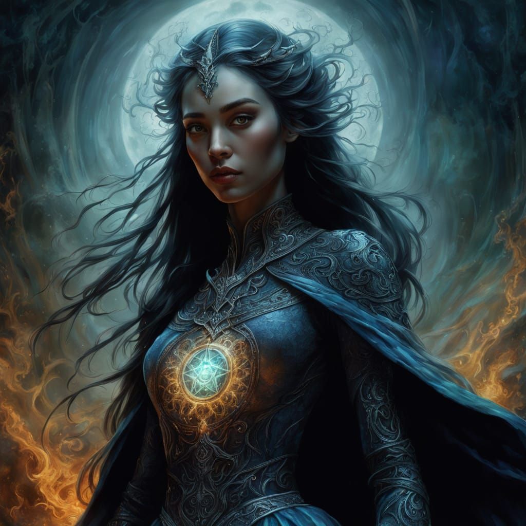 Ethereal Elf Sorceress in Mystical Velvet Robes