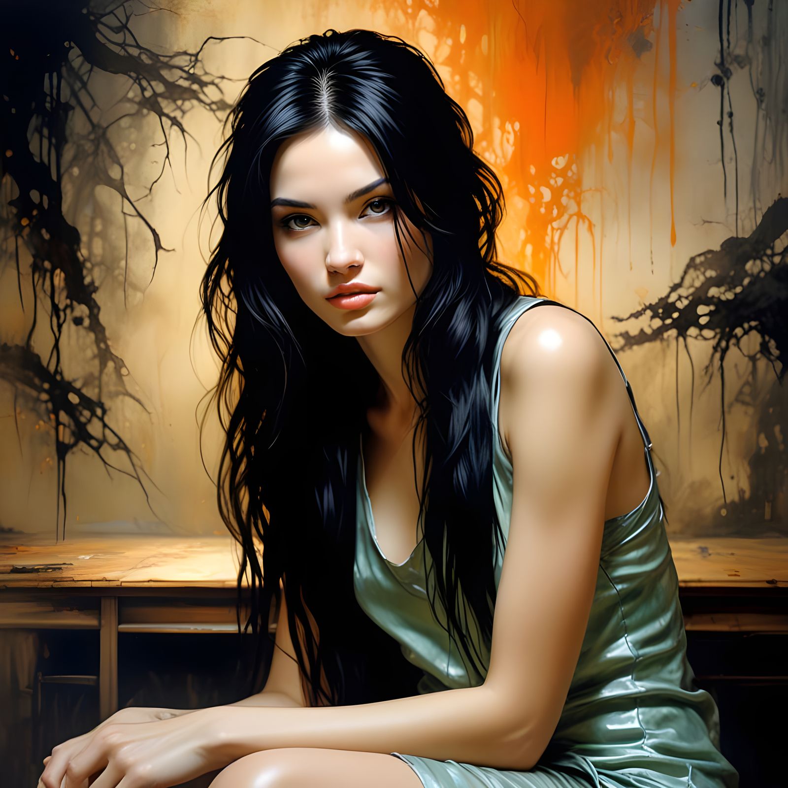 Beautiful Woman in Oil Painting with Ethereal Brushwork