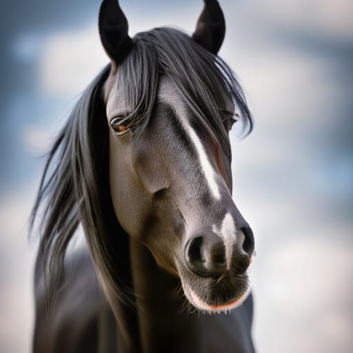 Majestic Friesian Horse Portrait in Dynamic Lighting