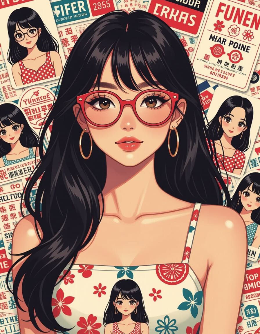 Nostalgic Portrait with Vintage Sticker Dress-Up Book