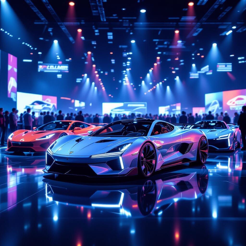 Futuristic Supercars at a Car Show Event