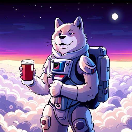 Shiba Inu in Space Suit, Vector Art