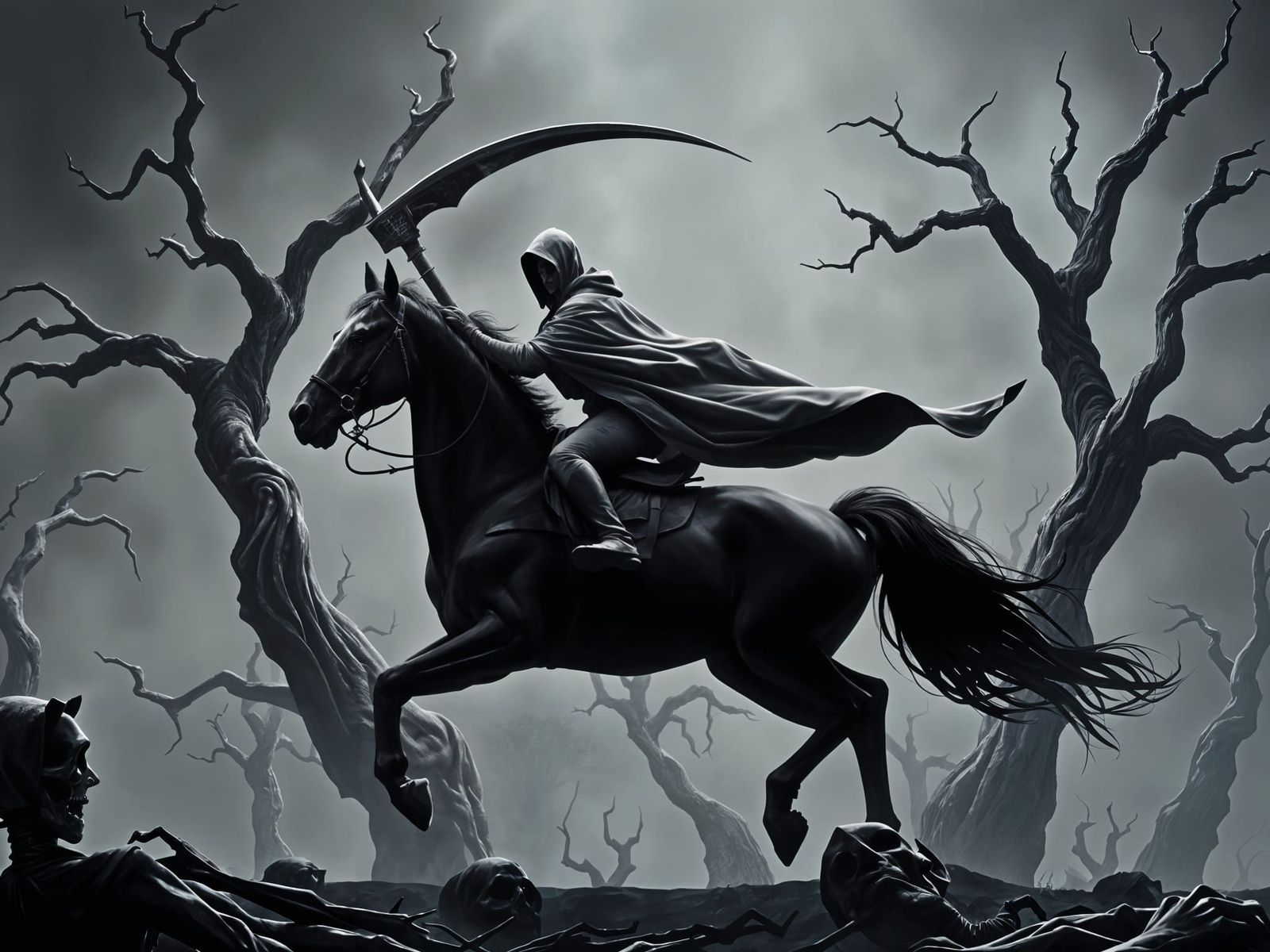 The Grim Reaper Rides Through the Dark Forest of the Damned
