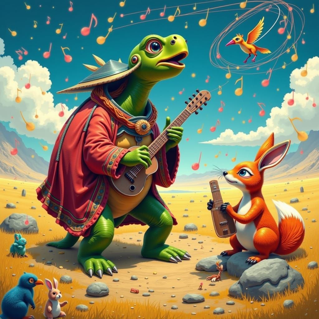 Singing Turtle Concert in Mongolia, Whimsical Style